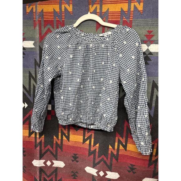 Madewell Women Gingham Button Back XXS Blouse Prairie Cottage Polka Dot - Picture 2 of 6